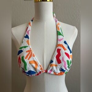 Show Me Your Mumu Textured Halter Bikini Top Colorful Print